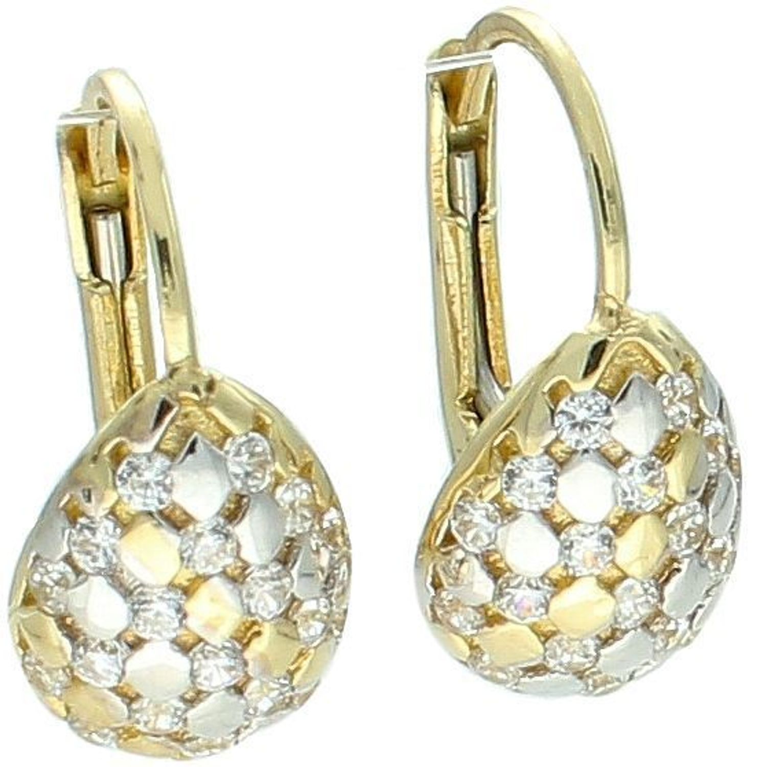 Kolczyki złote łezki w cyrkonie pr 585, KL 8185 585 Elegancka biżuteria, która doda blasku każdej stylizacji. Te złote kolczyki w kształcie delikatnych łezek, 1.jpg